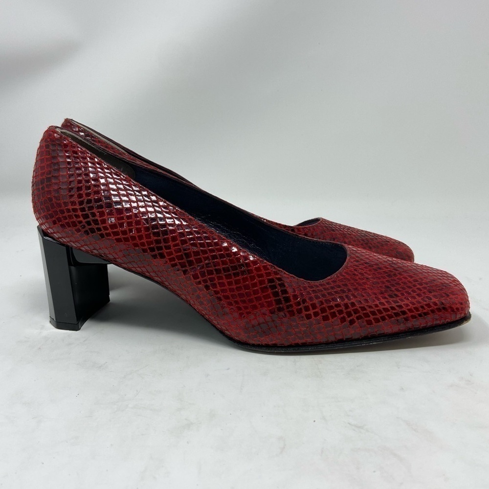 Stuart Weitzman Red And Black Block Heel Pumps, W… - image 4